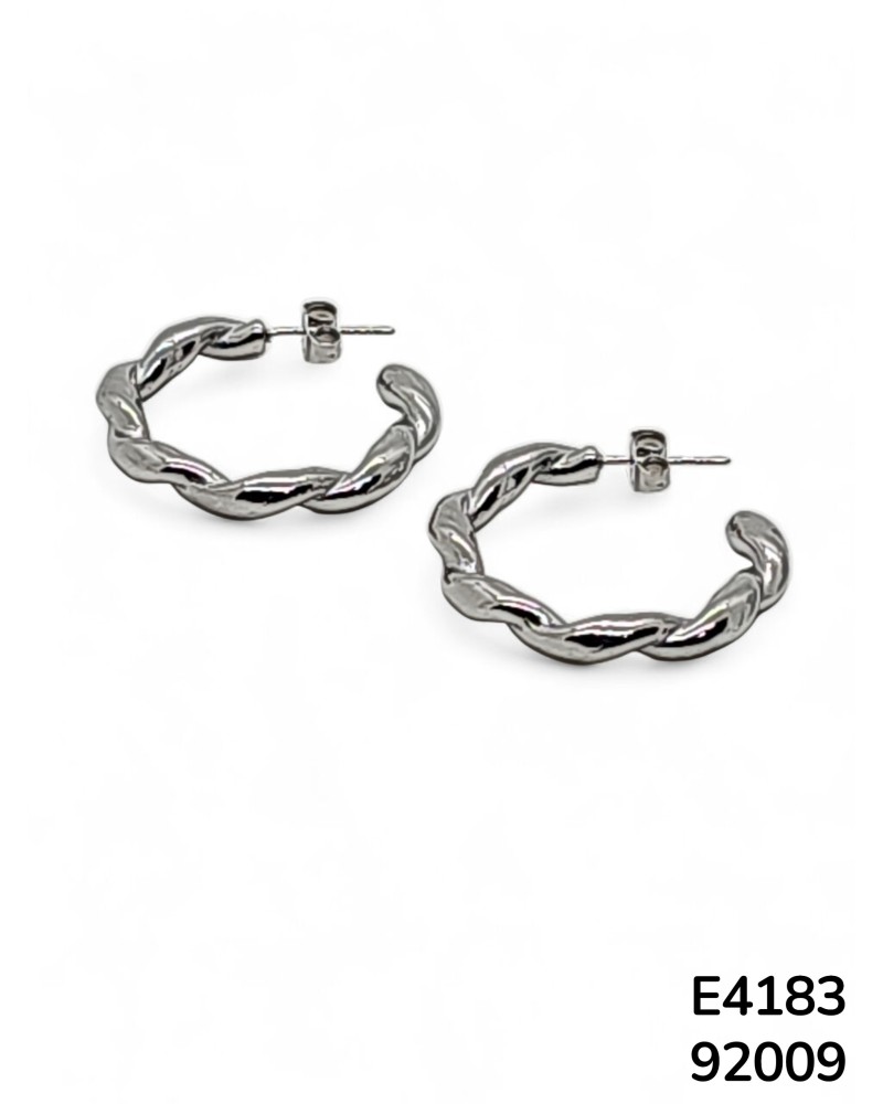 E4183 – Aretes de Arotrenzado plateado estilo
