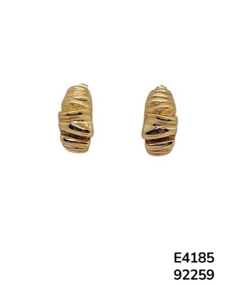 E4185 – Aretes de medio aro de Acero Inoxidable con diseño texturizado