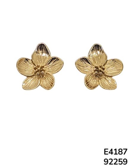 E4187 Aretes en Acero Inoxidable Dorado en Forma de flor