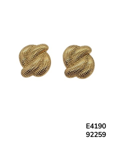E4190 Aretes Modernistas dorado en forma de nudo