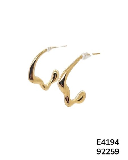 E4194 – Aretes Aro de Acero Inoxidable con diseño abstracto como derretido