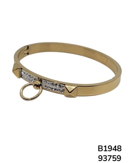 B1948 Pulsera Dorada con Anillo y Detalles de Cristal