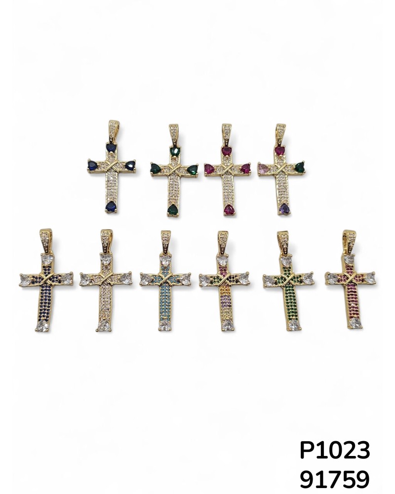 P1023 Colgante de Cruz con Detalle de Corazón