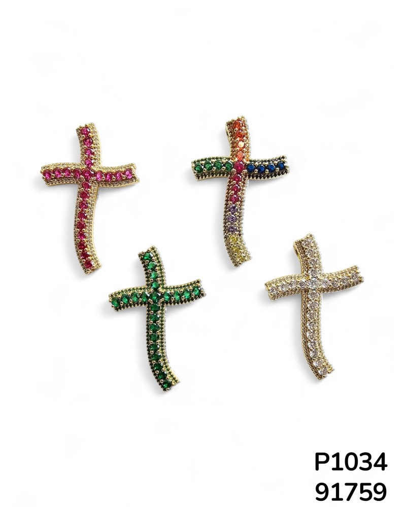 P1034 – Colgante o Dije de Cruz Curvada con Gema