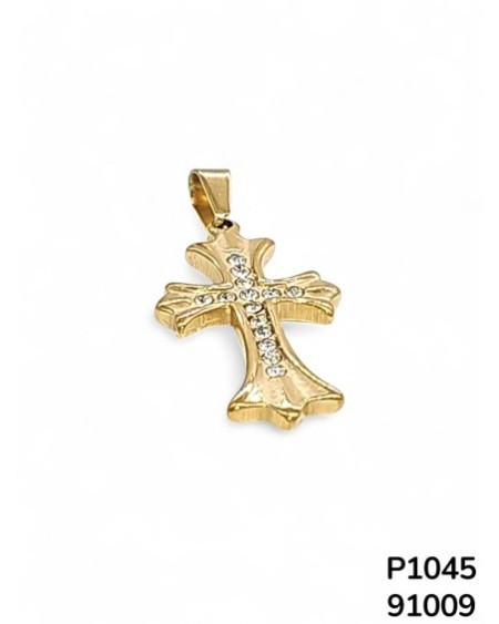 P1045 Colgante de Cruz Antigua con detalles de cristal
