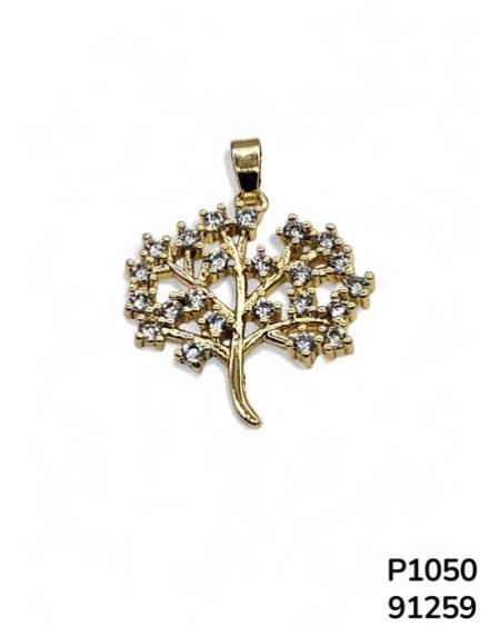 P1050 – Colgante o Dije Árbol de Vida Dorado con Cristales