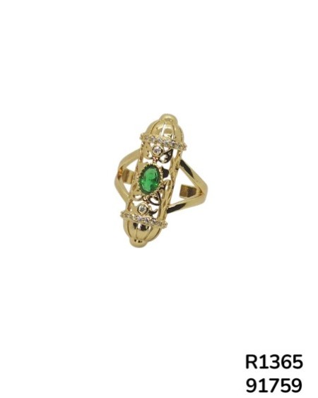 R1365 - Anillo Vintage con Piedra Verde