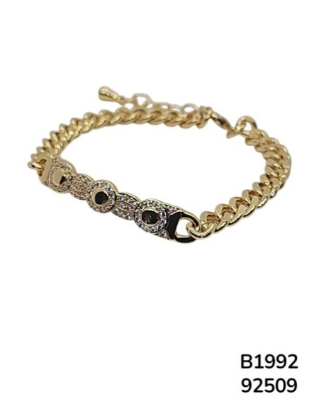 B1992 Pulsera Elegante de Cadena Dorada con Detalles de Cristal