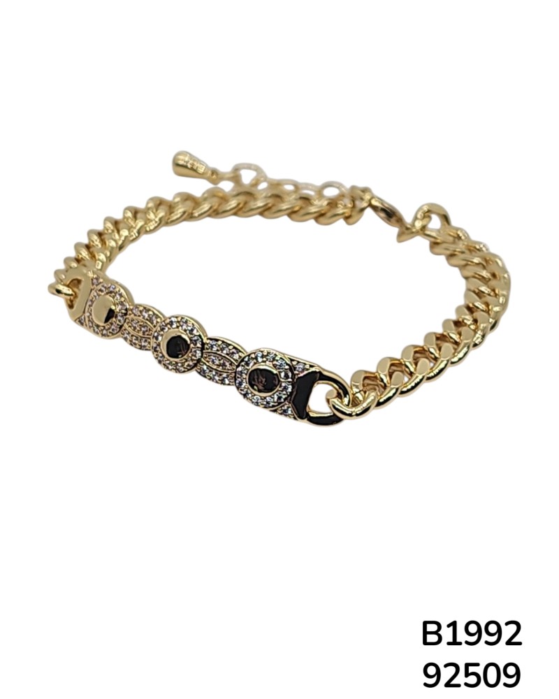 B1992 Pulsera Elegante de Cadena Dorada con Detalles de Cristal