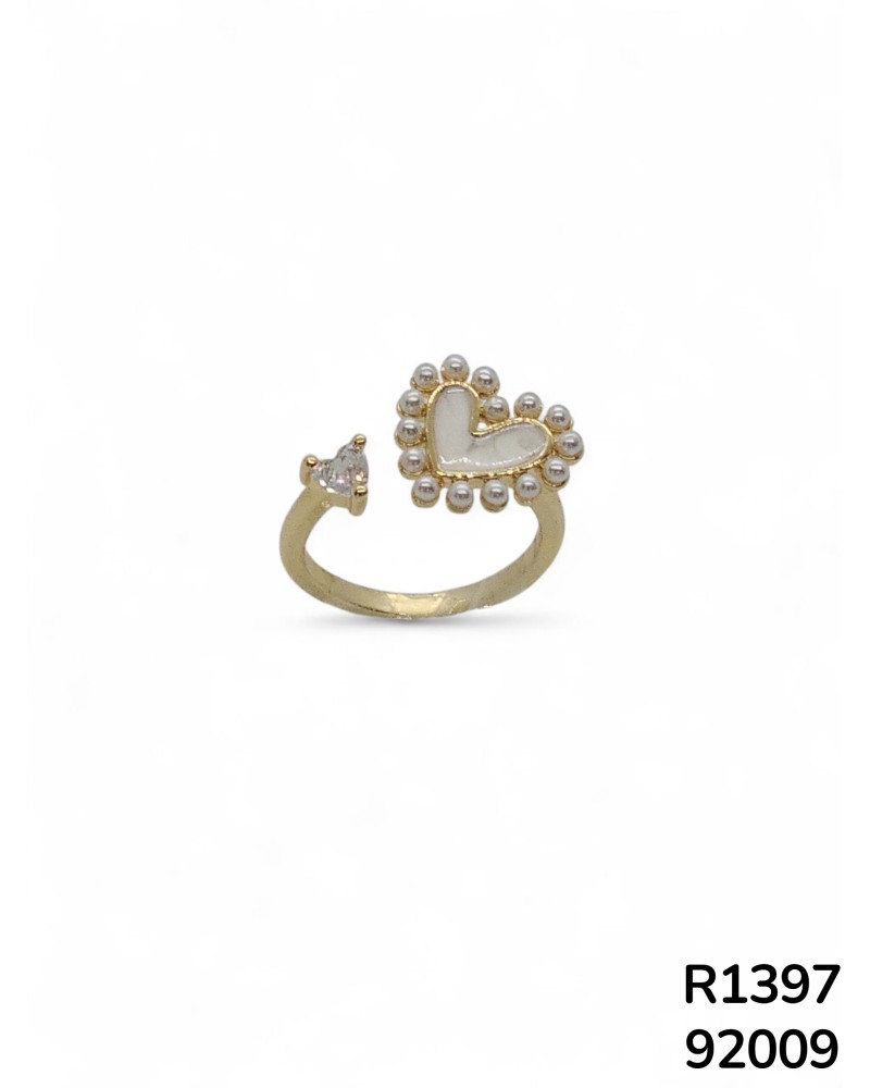 R1397 - Anillo de Corazón con Perla y cristal