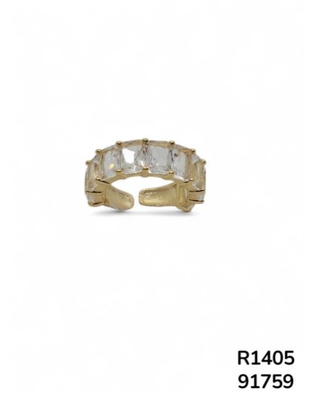 R1405 - Anillo de Eternidad Chapado en Oro con Gemas Transparentes