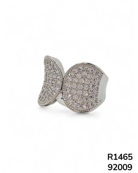 R1465 - Anillo plateado de Mariposa con Cristales