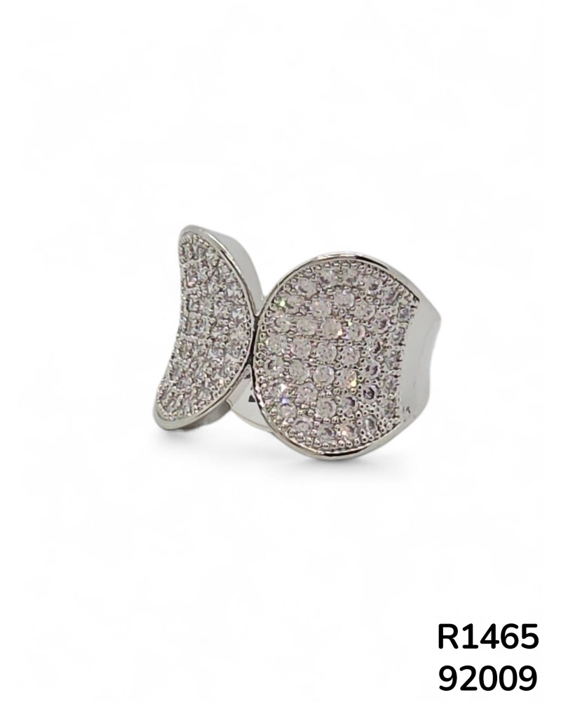 R1465 - Anillo plateado de Mariposa con Cristales