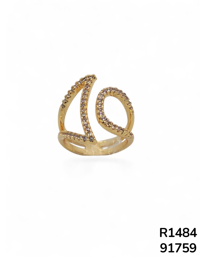 R1484 Anillo de Cristal de Doble Banda Curvada