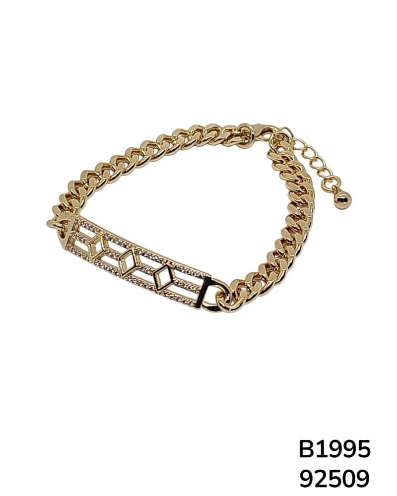 B1995 Pulsera Geométrica Dorada con Diseño en Forma de Diamante