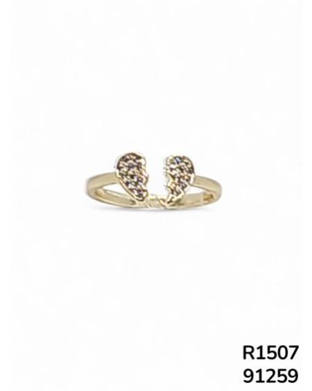 R1507 Anillo con Corazón Dividido con detalles de Cristal