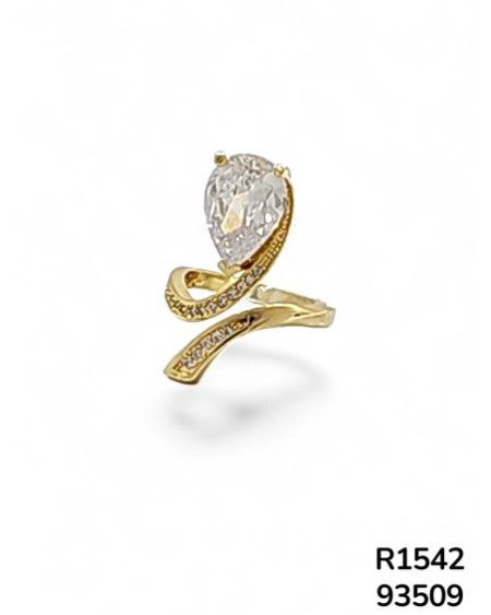 R1542 Anillo con Cristal en Forma de Pera