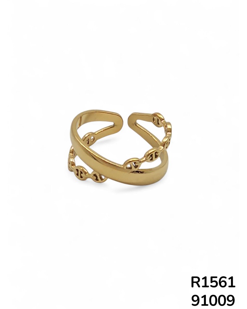 R1561 Anillo Abierto con Doble Cadena