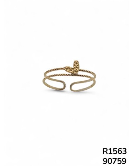 R1563 Anillo Ajustable con Corazón Texturizado