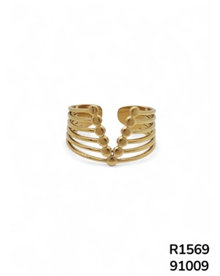 R1569 Anillo Geométrico con Cuentas