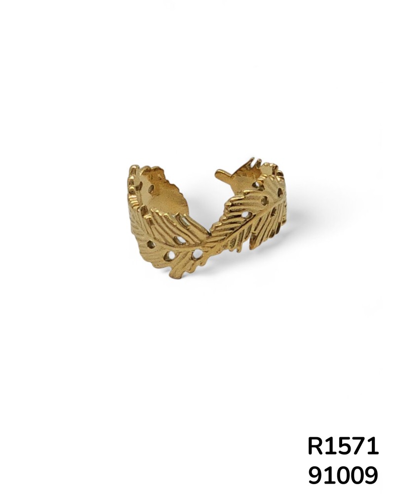R1571 Anillo Envolvente con Diseño de Hojas