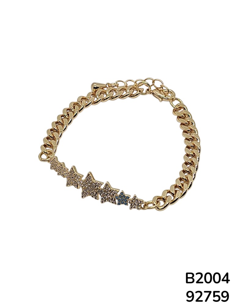 B2004 Pulsera de Cadena Dorada con Estrellas