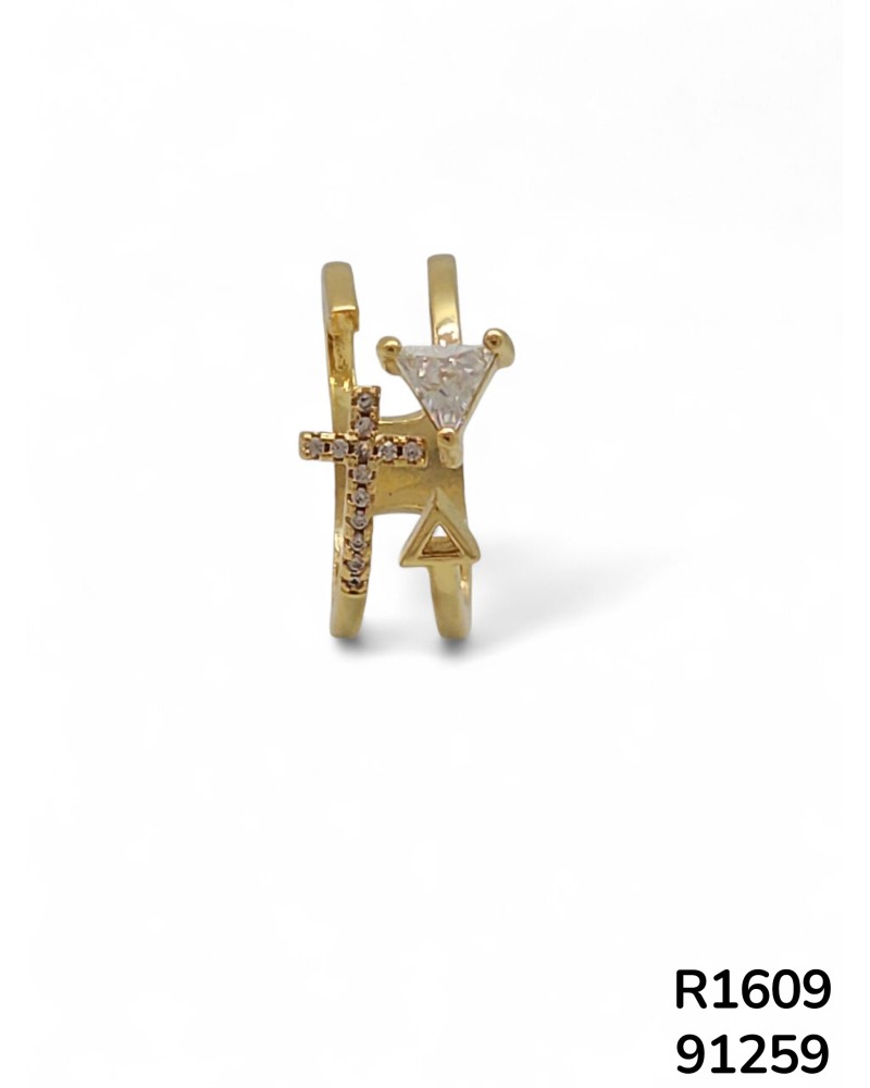 R1609  Anillo de Cruz y piedra triangular