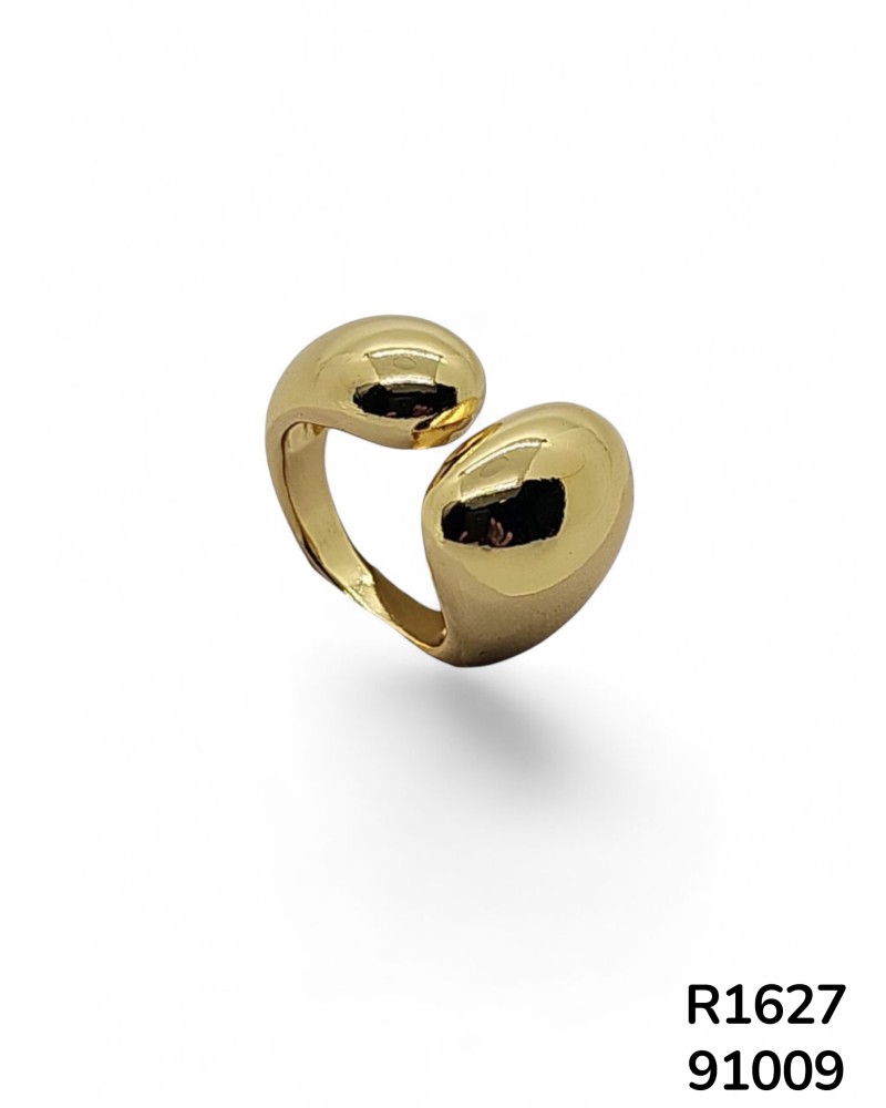 R1627: Anillo minimalista en forma de ola con acabado pulido