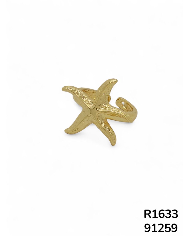 R1633: Anillo minimalista en forma de estrella de mar con acabado pulido