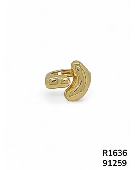 R1634: Anillo minimalista de forma asimétrica con acabado pulido