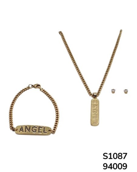 S1087 Conjunto de Cadena y brazalete con Nombre de Ángel