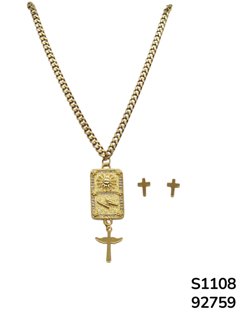S1108 Conjunto de Cadena con Dije Religioso