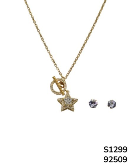 S1299 Conjunto de Cadena con Estrella y aretes de cristal
