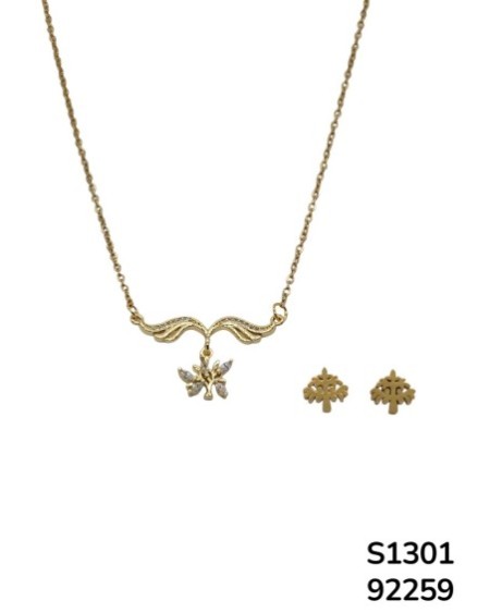 S1301 Conjunto de Cadena con Árbol y Rama y aretes de Arbol de la Vida