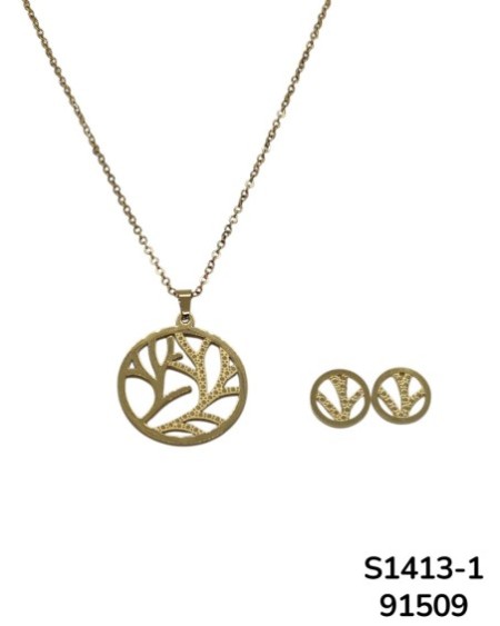 S1413-1 Conjunto de Cadena y aretes del Árbol de la Vida