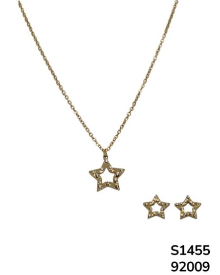 S1455 Conjunto de Cadena con Dije de Estrella y aretes a juego