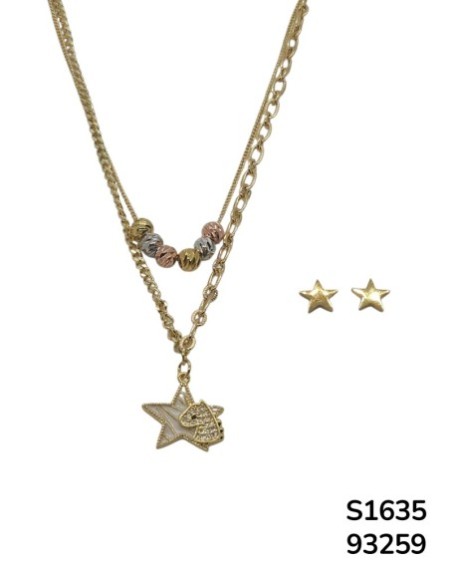 S1635 Conjunto de Cadena doble con dije de Estrella y pony