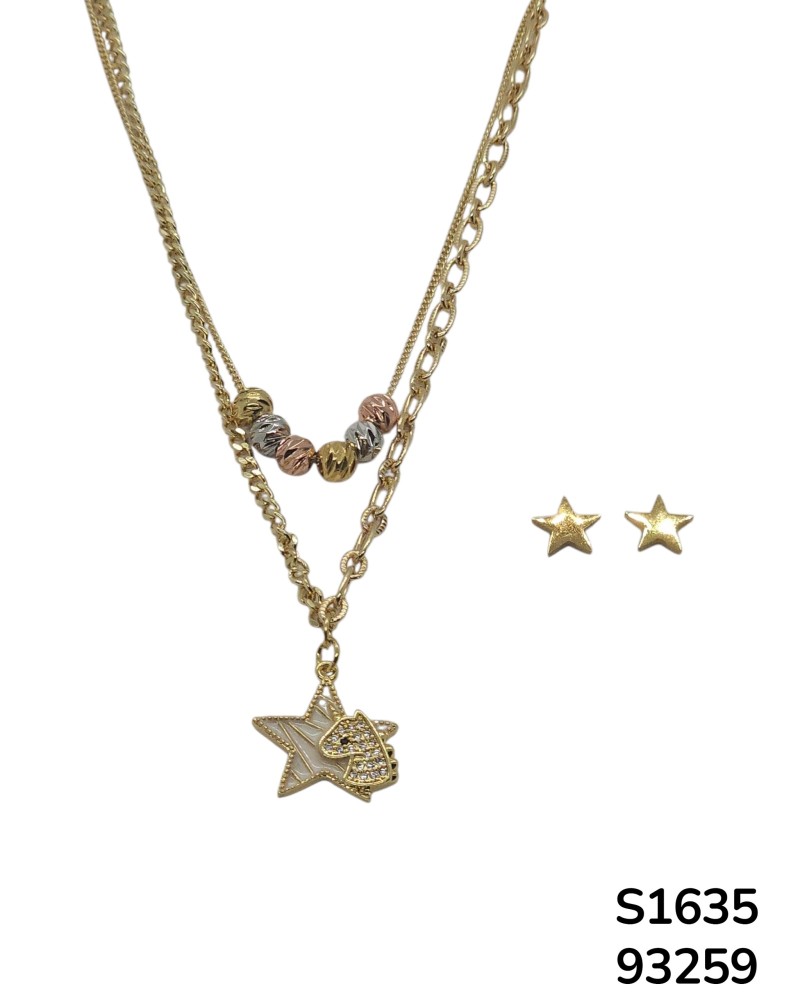 S1635 Conjunto de Cadena doble con dije de Estrella y pony
