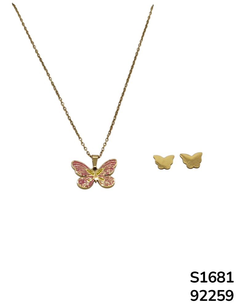 S1681 Conjunto de Mariposa colorida con aretes que combinan.