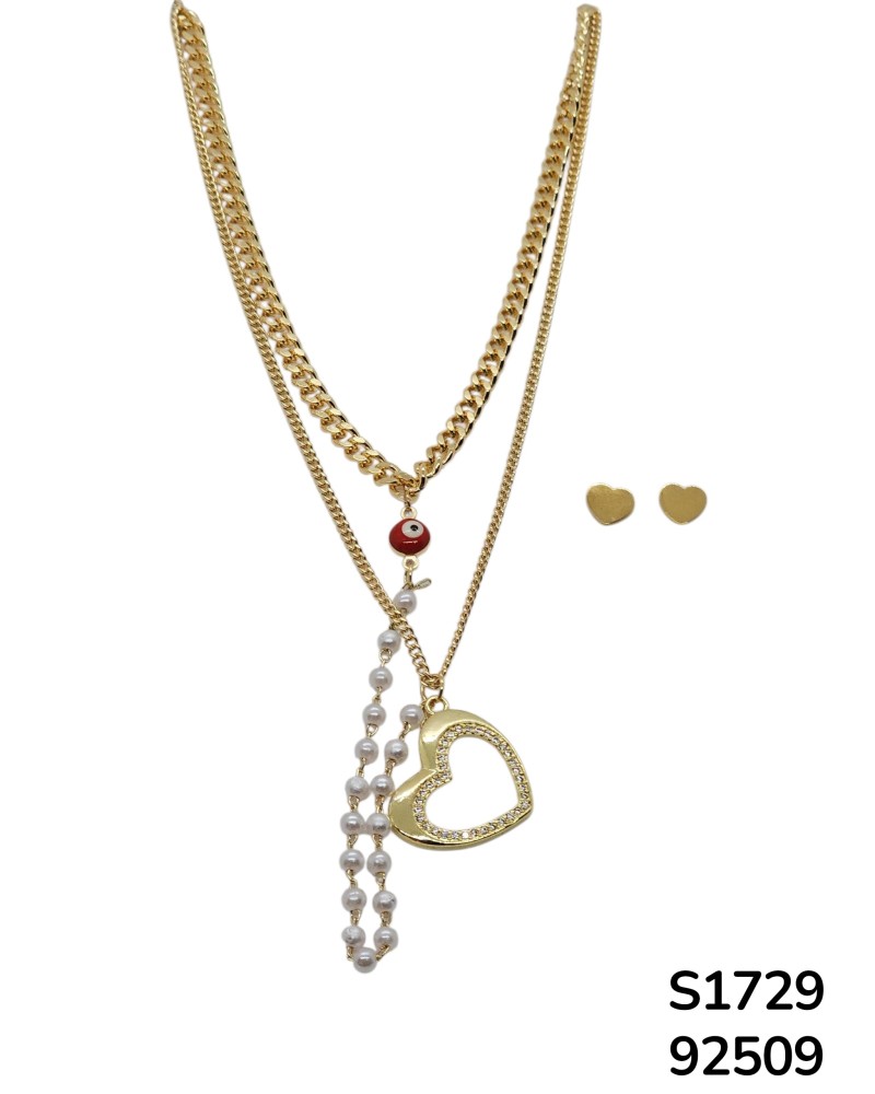 S1729 Conjunto de Cadena doble con Corazón