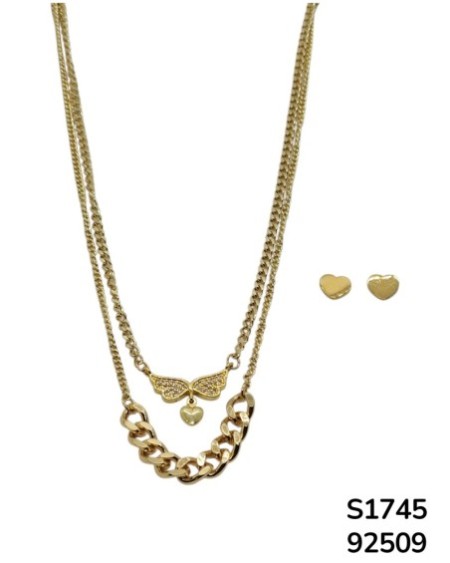 S1745: Cadena doble con Alas y Corazón