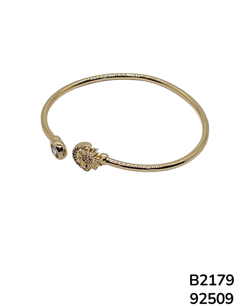 B2179 Pulsera Dorada con Sol y Luna y Detalles de Cristal