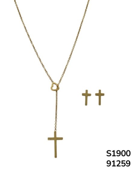 S1900 Conjunto de Dije de Cruz estilo corbatero