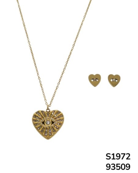 S1972 Cadena con Dije de Corazón y ojo en el centro