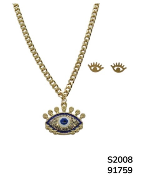 S2008 Conjunto de Cadena con Dije de Ojo Turco