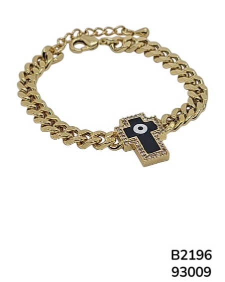 B2196 Pulsera de Cadena con Cruz y Ojo Turco