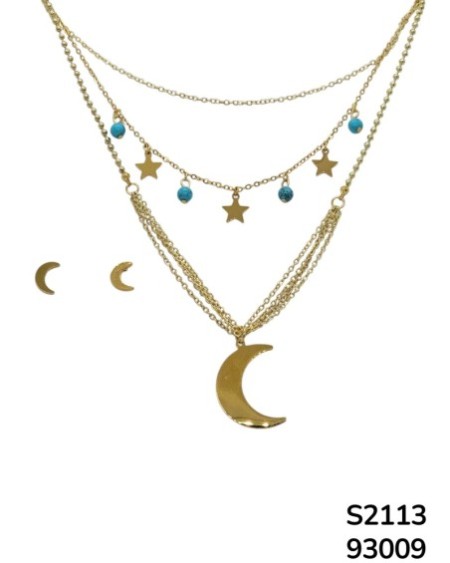 S2113 Conjunto de Cadena triple con dije de luna