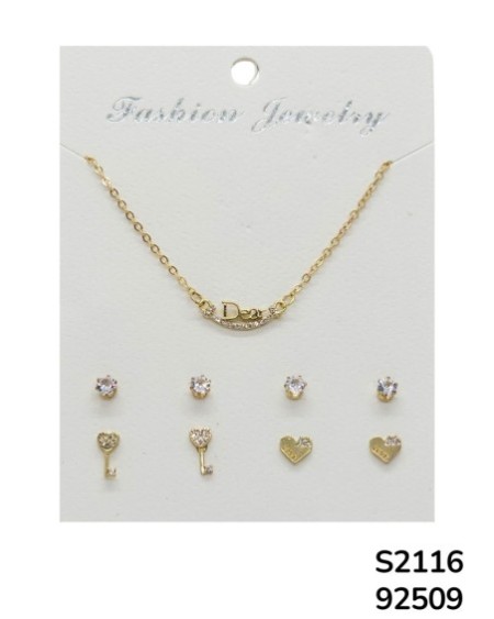 S2116 Conjunto de Cadena "Dear" con múltiples aretes