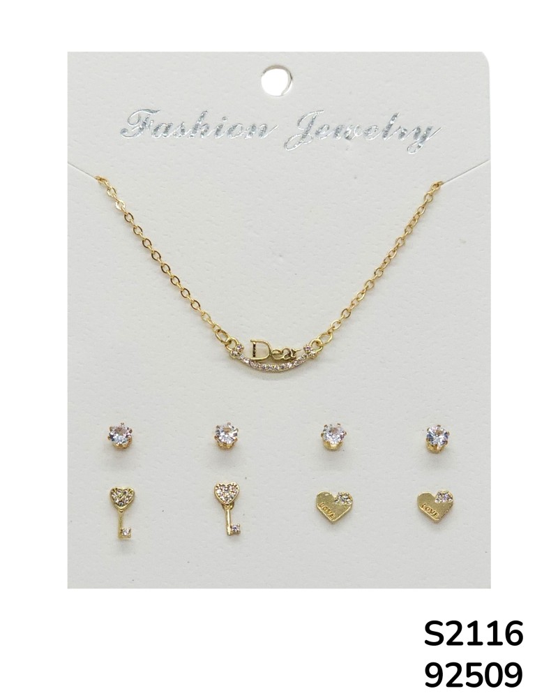 S2116 Conjunto de Cadena "Dear" con múltiples aretes