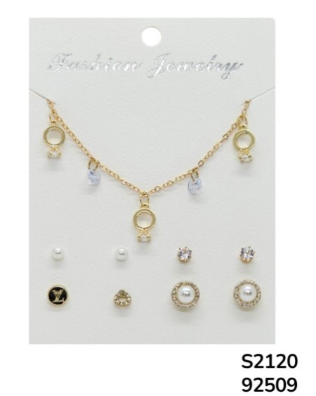 S2120 Conjunto de Cadena minimalista con múltiples aretes